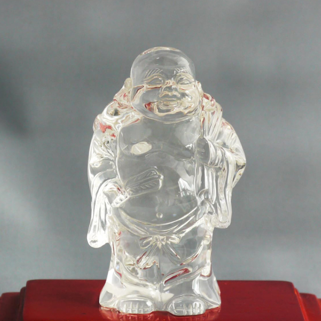 開運　手彫り水晶 布袋尊 商売繁盛 置物